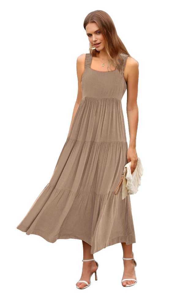 Womens 2025 Sun Dresses Womens Summer Casual Flowing Tired Long Dresses Backless Beach Long Dresses Vest DressesXJ250514