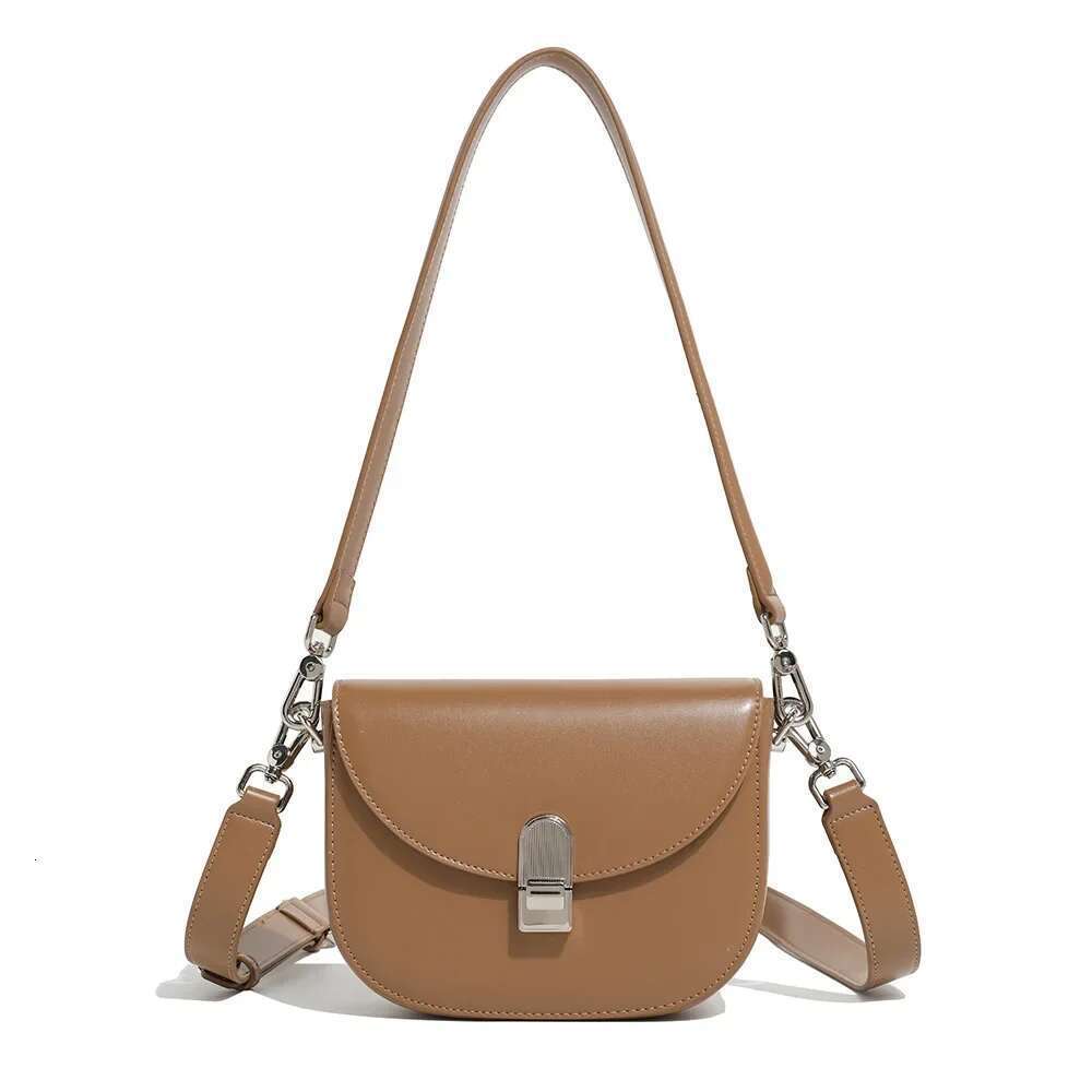 Spring New Fashionable Soft Leather Crossbody Women's Versatile Wide Strap Half-round Saddle Bag Shoulder
