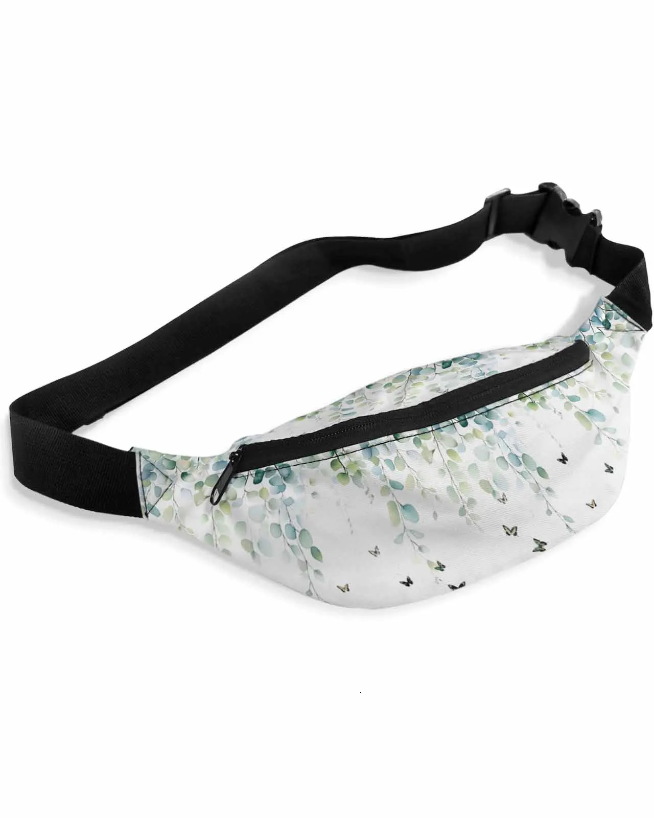Butterfly Eucalyptus Leaves Watercolor Retro Waist Bag Women Men Belt Bags Large Capacity Pack Unisex Crossbody Chest 250514