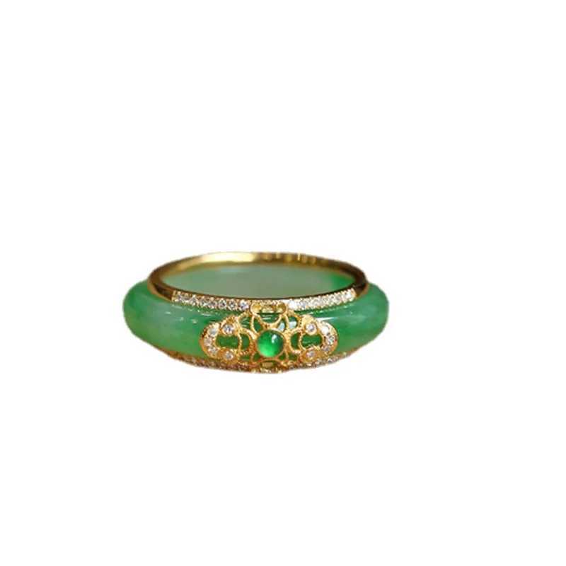 New in Natural Green Chalcedony Crystals Rings for Women Luxury Chinese Style Wedding Jewelry exquisite Detachable GiftXJ250514