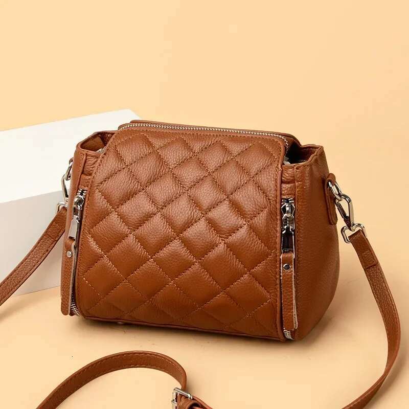 2025 Genuine Leather Women's Handbag New Style Simple And Trendy Casual Shoulder Top Layer Cowhide Fashionable Crossbody Bag