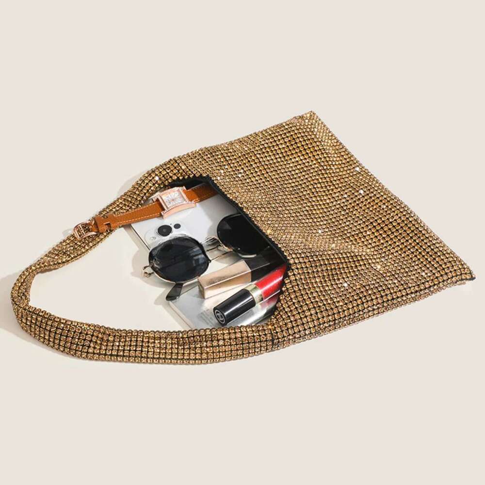 Rhinestone Women's Shining Clutch Purse Large Capacity Party Bag Versatile Evening Handbag for Wedding Prom Dinner