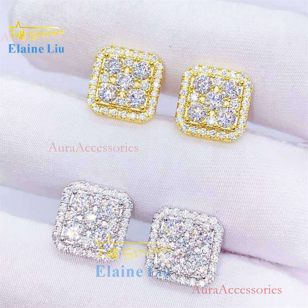 Manufacturer Direct Sterling Sier Vvs Moissanite Hip Hop Fine Iced Out Jewelry Earrings for Men