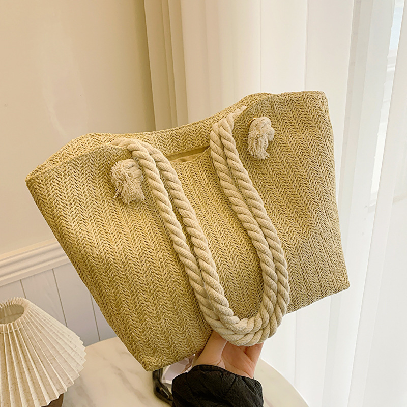 Free Delivery Designer Bag Versatile Straw Stylish Single Shoulder Tote 2025 Summer New Popular Large Capacity Fresh Woven Hand For Women Luxury Bag