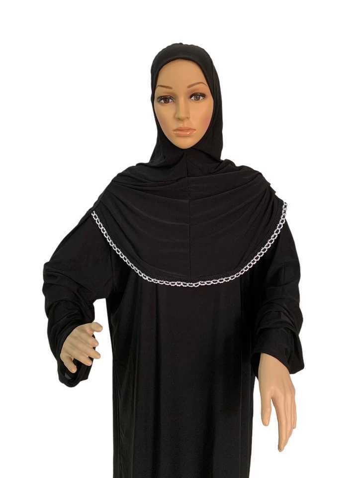 H118 Fr size muslim dress with attached hijab pray khimar kaftan burqa abaya robe hijab middle east clothing X250514