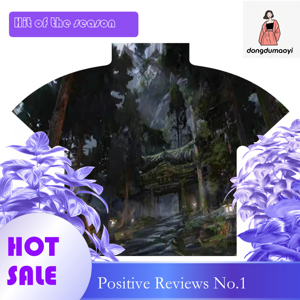 dongdumaoyi Black Myth Wukong Pleated Top Dream World China-Chic Sanzhai 3D Printed Short Sleeve T-shirt