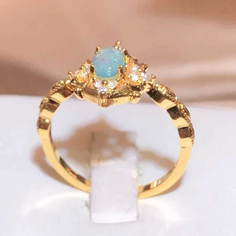 Vintage Rings 925 Silver Jewelry With Opal Zircon Gemstone Gold Color Finger Ring Ornaments For Women Wedding Promise PartyXJ250514