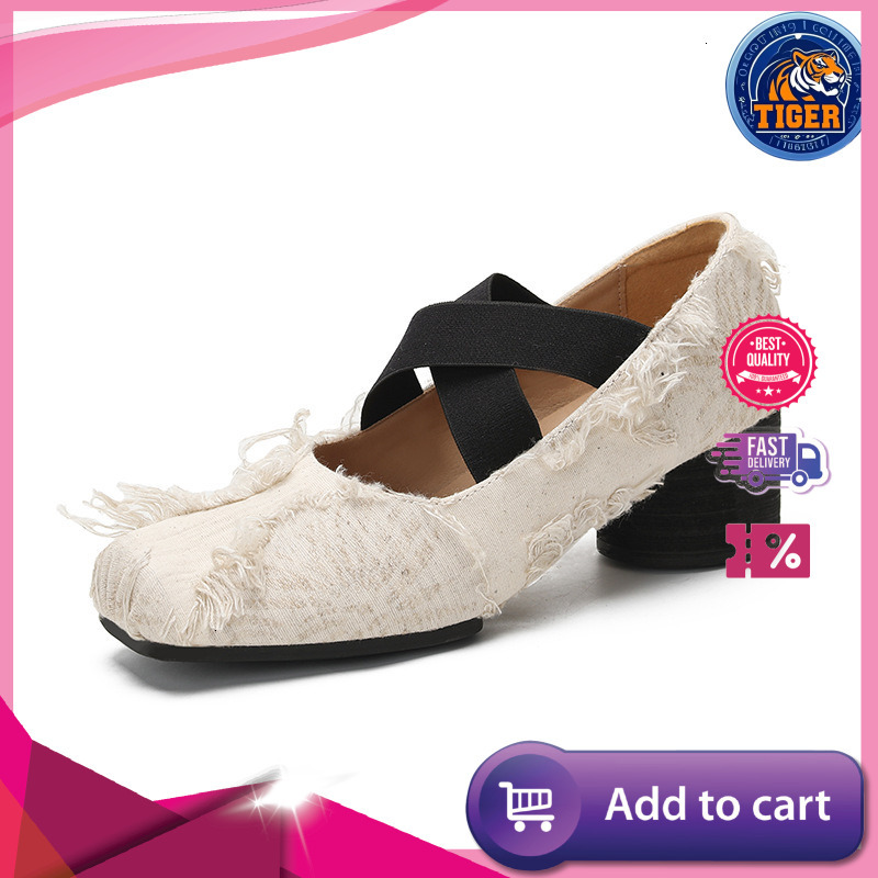 Ddmytiger Chinese Artistic Square Toe Middle Heel Shallow Mouth French Style Women S Cross Strap Mary Jane Single Shoe Outdoor Shoes
