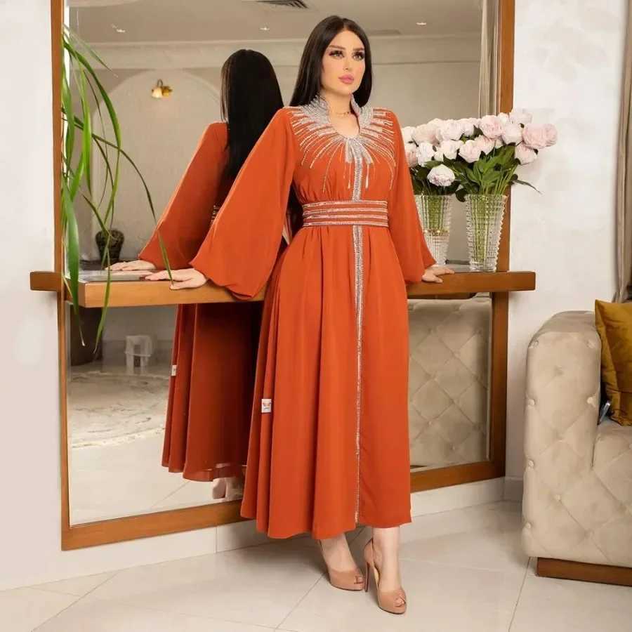 Luxury Abaya Diamonds Muslim Elegant Women Dresses Caftan Moroccan Dubai Kaftan Gown Evening Party Eid Long Maxi Dresses X250514