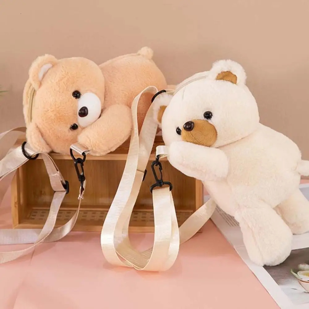 Simple Plush Toy Bear Crossbody Bag Large Capacity Doll Children Backpack JK Lolita Animal Shoulder Bag Lady 250514