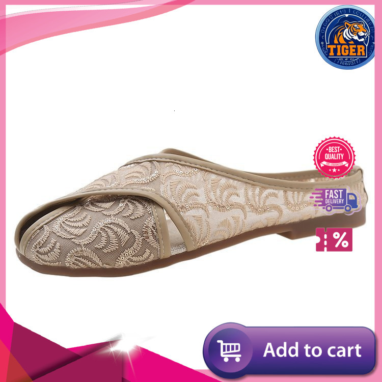 Ddmytiger Chinese Embroidered Comfortable Bun Half Trailer Summer New Flat Bottomed Ethnic Style Casual Slippers For External Wear Outdoor Shoes