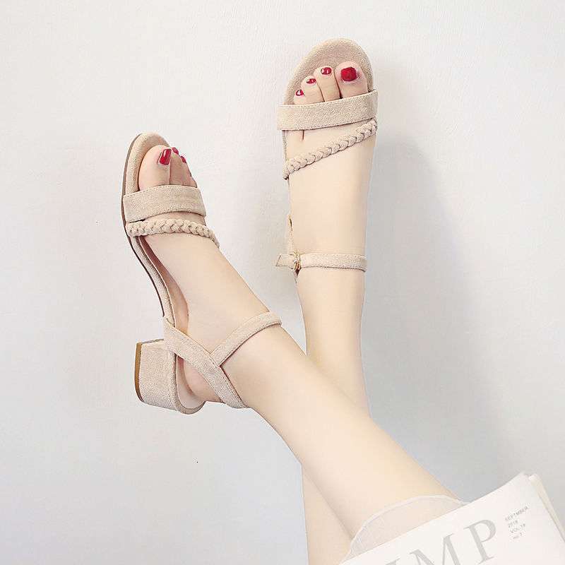 Designer sandals Thick heeled black sandals for women, with a 2025 new fairy style buckle strap and fashionable open toe high heels for women's s