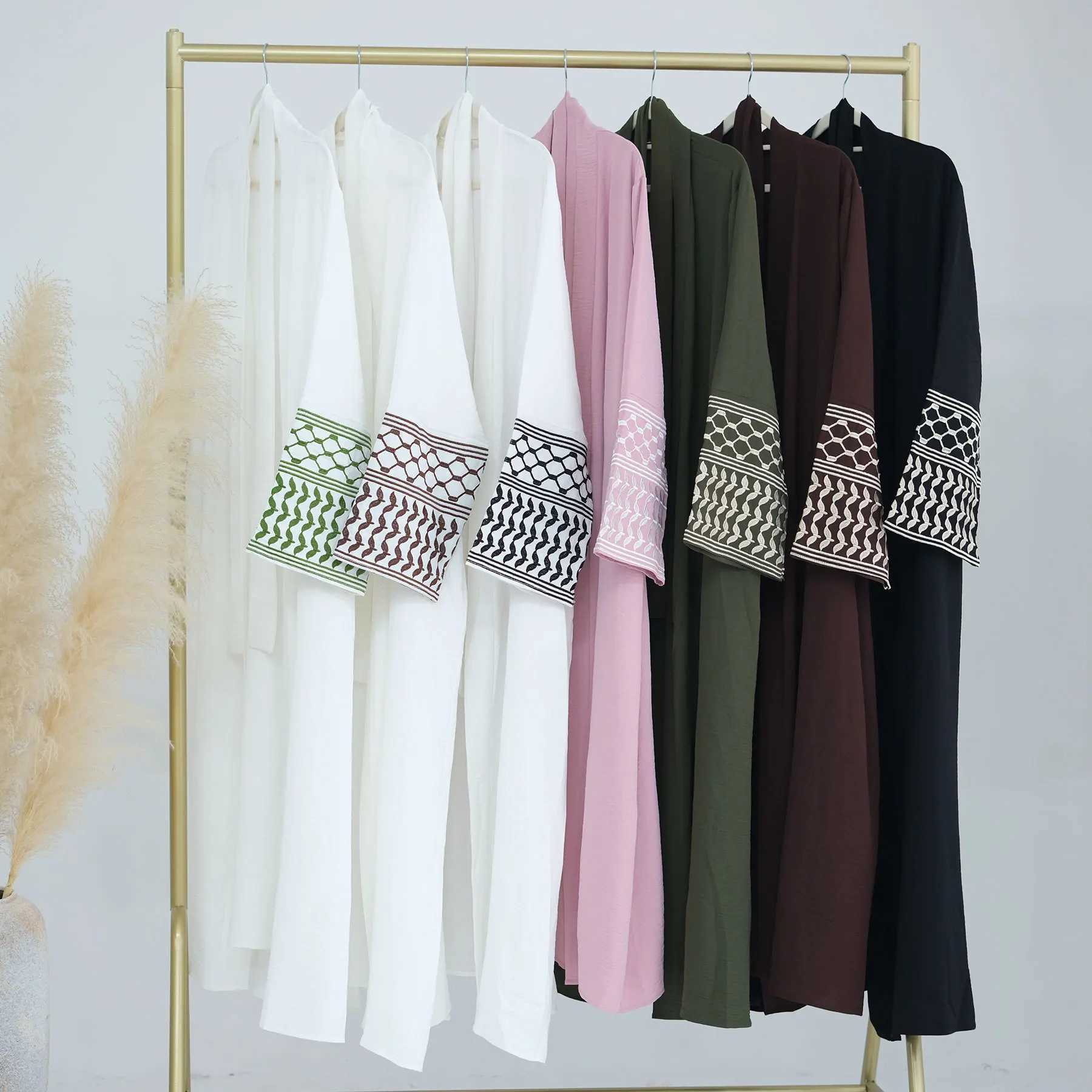 Embroidery Open Modest Kimono Abaya Dubai Luxury Islam Muslim Kaftan Modal Dress Arabic Abayas Women Ka Robe Femme Musulmane X2505141