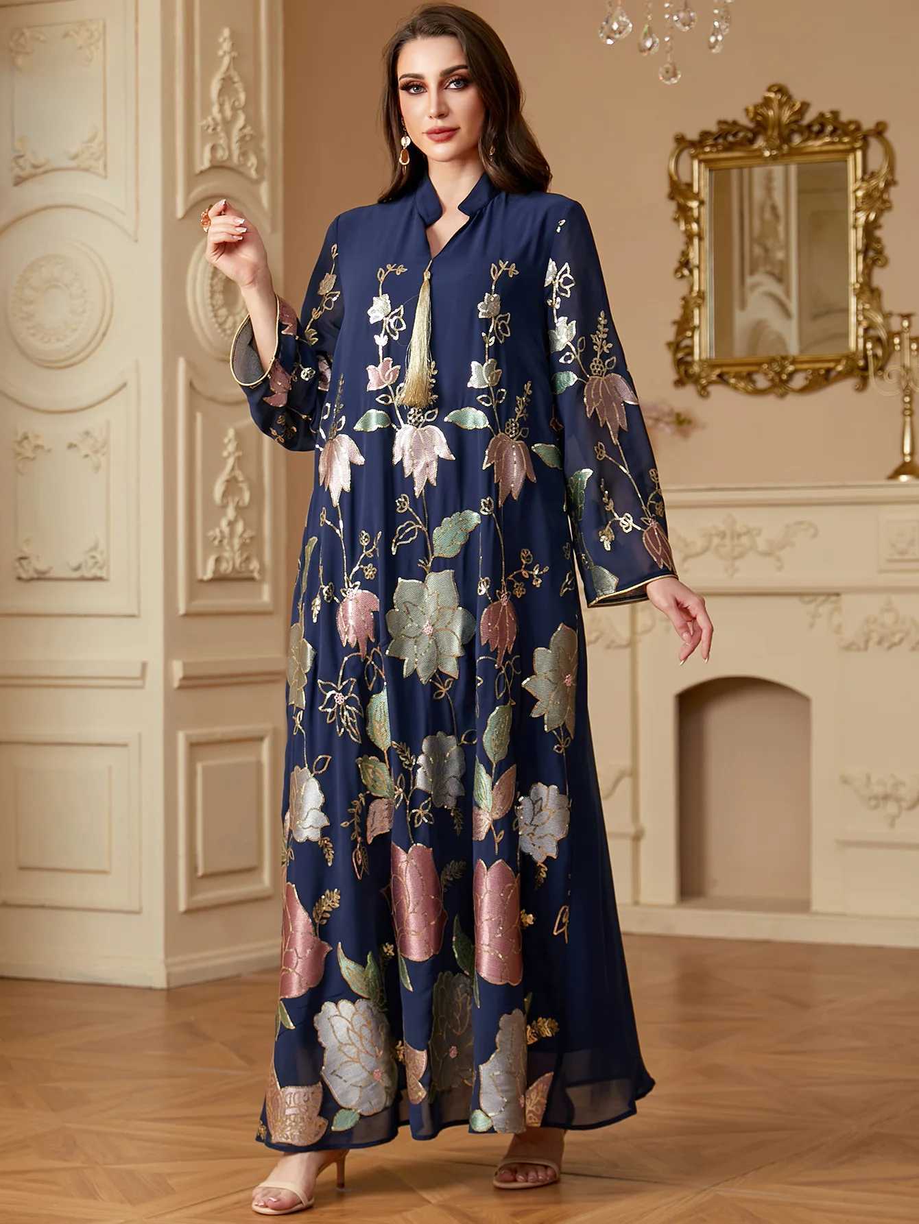 Ramadan Floral Print Abayas for Women 2025 Eid Mubarak Djellaba Caftan Morocco Femme Musulmane Jalabiya Muslim Dress Abaya Gown X250514