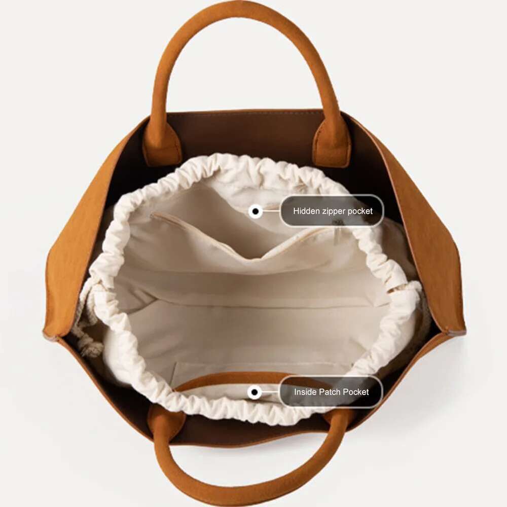 2024 Trend Suede Women's Handbag Large Capacity Versatile Top Handle With Inner Bag Vintage Solid Commuter Casual Tote Bags