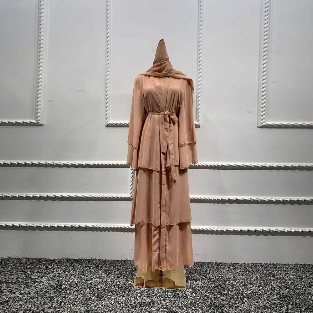 Chiffon Robe Longue Kimono Femme Musulmane Open Abaya Dubai Turkey Islam Arabic Muslim Dress Abayas For Women Caftan Marocain X250514