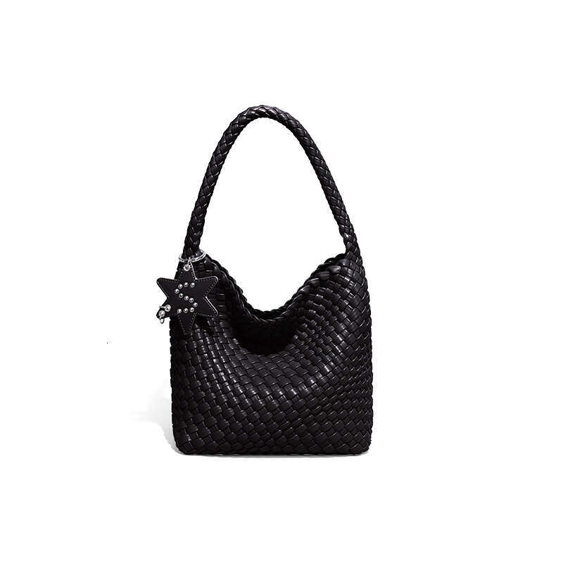 Tote Bag Live Streaming New High End Versatile Champagne Gold Woven Tote For Women Large Capacity Commuting Bucket Bag Hand Held Shoulder Bag KQ