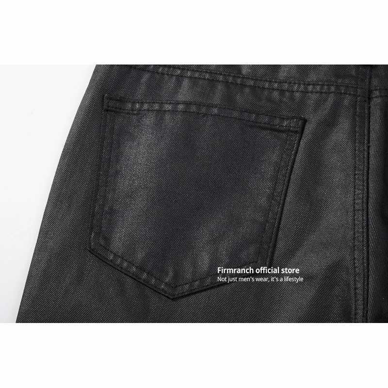 Firmranch New Black Oil Wax Jeans For Men/Women Punk Strtwear Skinny Pencil Denim Pants Slim Fit Motorcycle Biker Trousers X250514