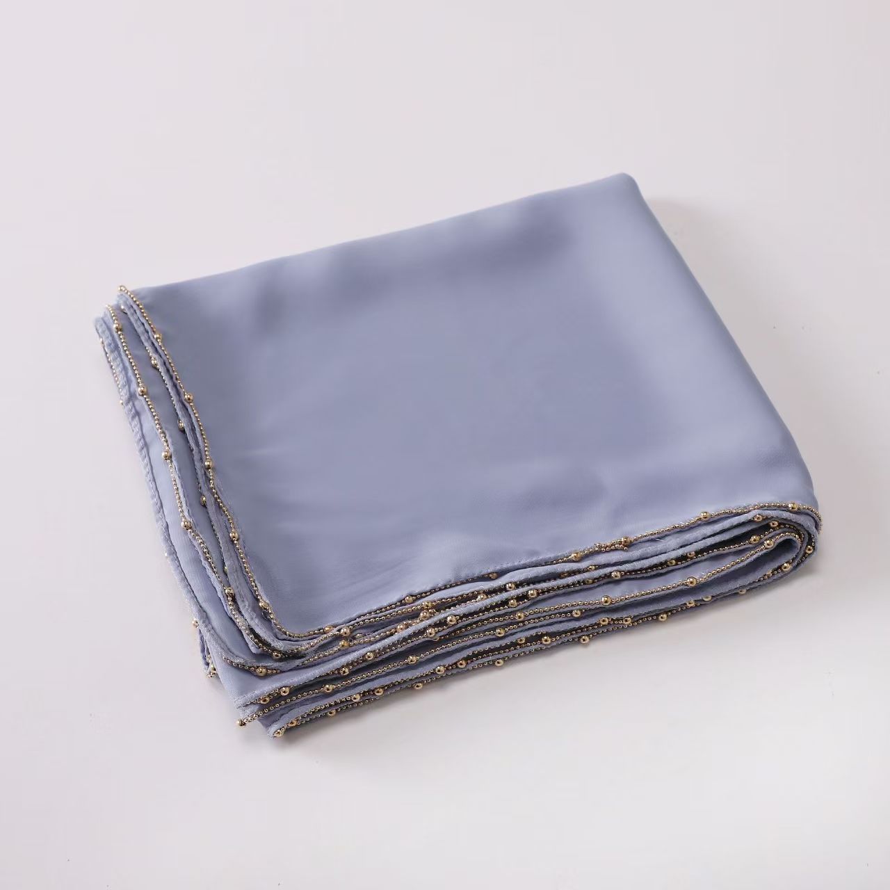 T709 New cross-border pure color silk filament broken card seam metal chain long scarf Hui ethnic scarf scarf