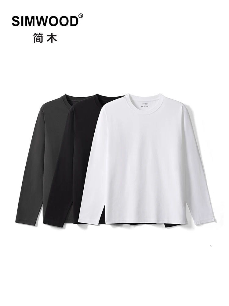 Spring Long Sleeve Mens Solid Color Oneck Top Large Size High Quality Basic Tshirt 250530