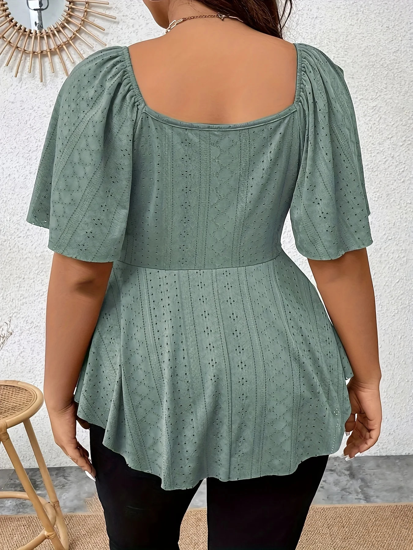 Plus Size Elegant Summer T Shirt for Women Casual Office Lady Solid Curve Clothing Loose V Neck Tops 250514