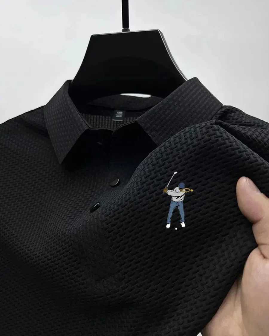 2025 new summer mens business casual short-slved solid color Polo shirt refreshing breathable comfortable versatile tops X250514