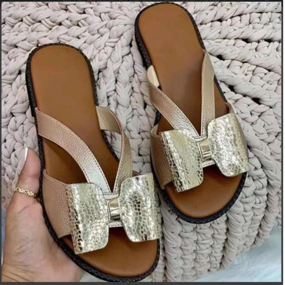 Summer Slippers Butterfly-Knot Designer Sandals Lady Slides Women Flats Shoes Woman Chanclas atos De Mujer