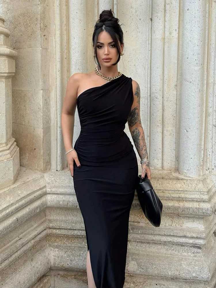 Summer Maxi Dress Women Sexy Split Fashion Sleeveless Backless Slim Dress Female Casual Streetwear Club Elegant Party DressesXJ250514