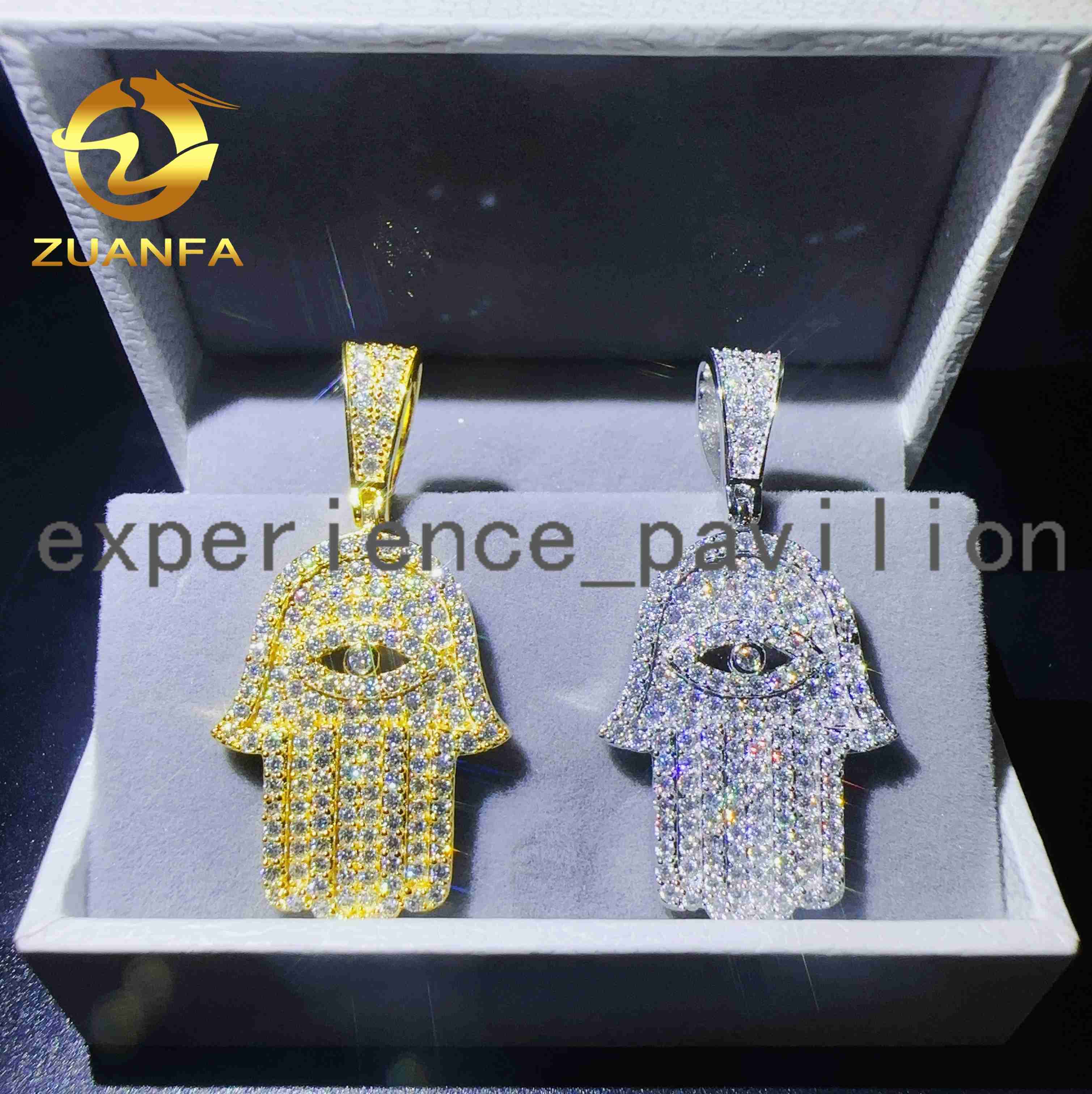 Wholesale Price Silver 925 Ready to Ship Pendant Vvs Moissanite Custom Diamond Hip Hop Iced Out Jewelry Hand Pendant