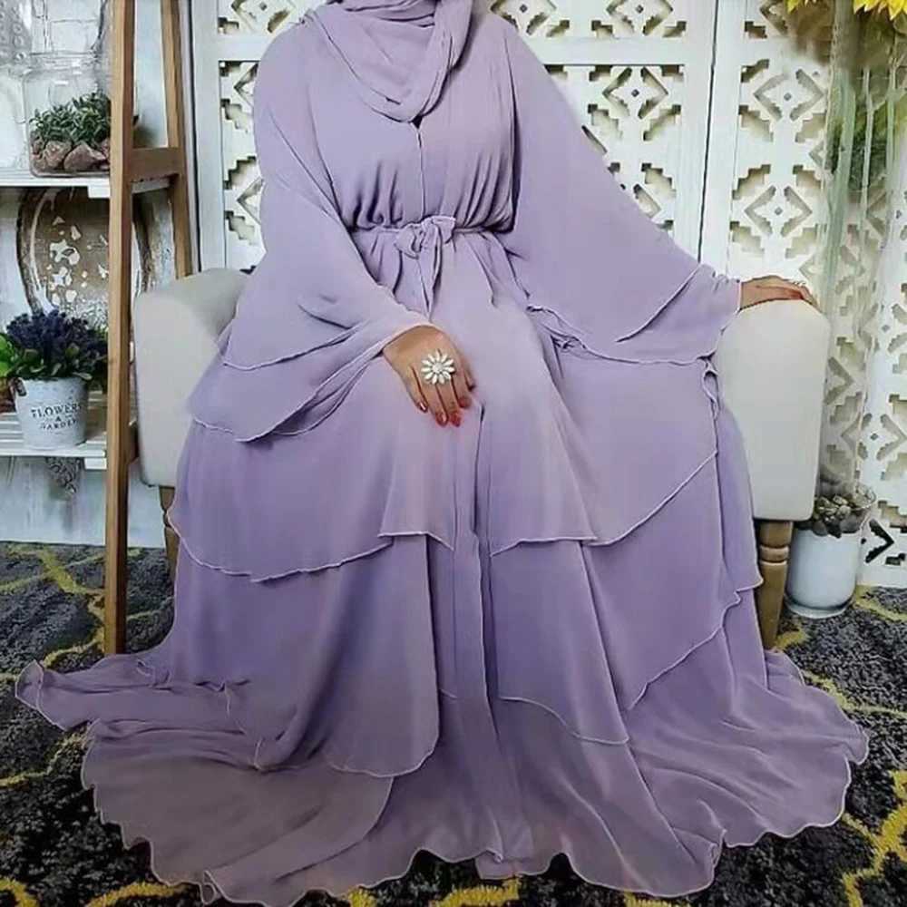 Chiffon Robe Longue Kimono Femme Musulmane Open Abaya Dubai Turkey Islam Arabic Muslim Dress Abayas For Women Caftan Marocain X250514
