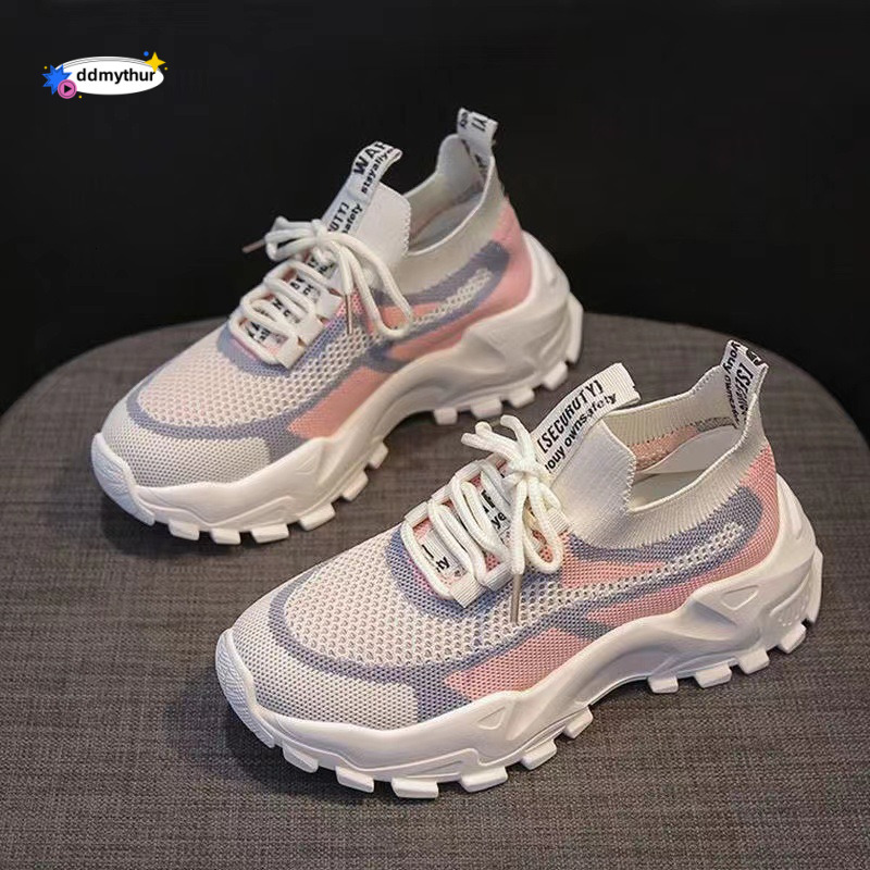 New Korean Fashion Versatile Women's Dad Running and Sports Popular on the Internet Lightweight Casual Anti slip Soft Sole Single Shoes