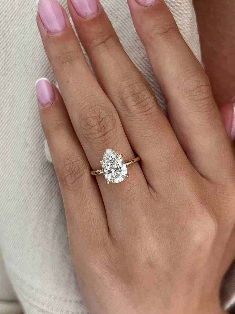 925 Sterling Silver 1-4 CT Zircon Luxury Sparkling Water Drop She Ring For Women Engagement Wedding High Quality Fine JewelryXJ250514