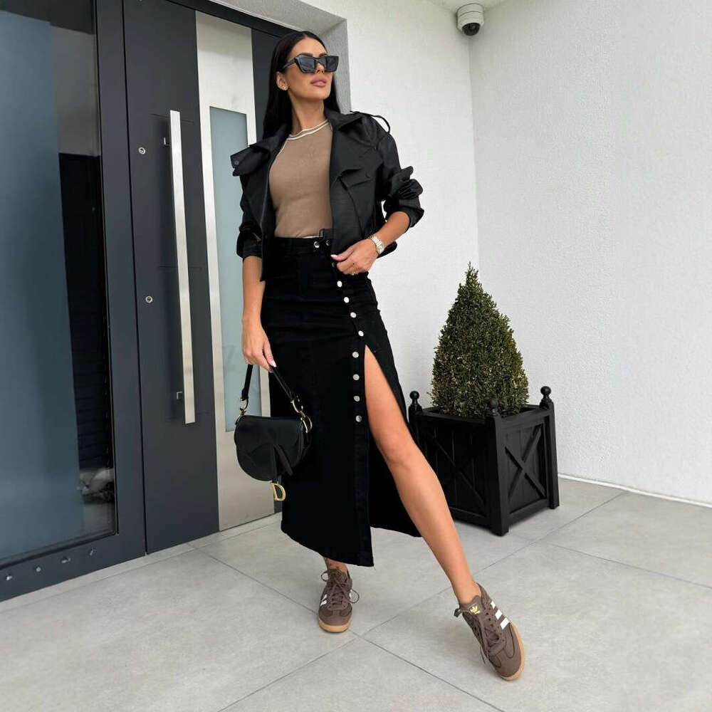 Dresses for Woman Party Summer Dress 2025 New Button Irregular Slit Half Body Denim Skirt High Waist Slim Fit Hip Hugging Skirt for Women