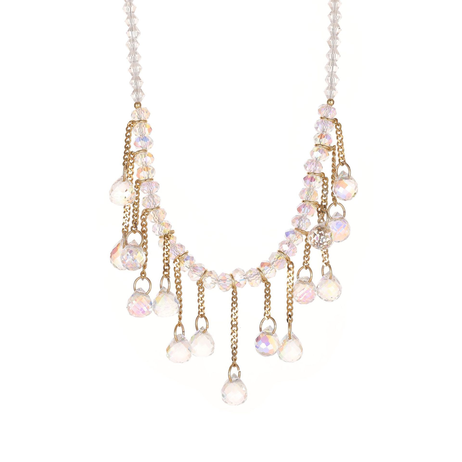 Super Fairy Fashion Korean Edition Girl Transparent Natural Crystal Pendant Accessories Necklace