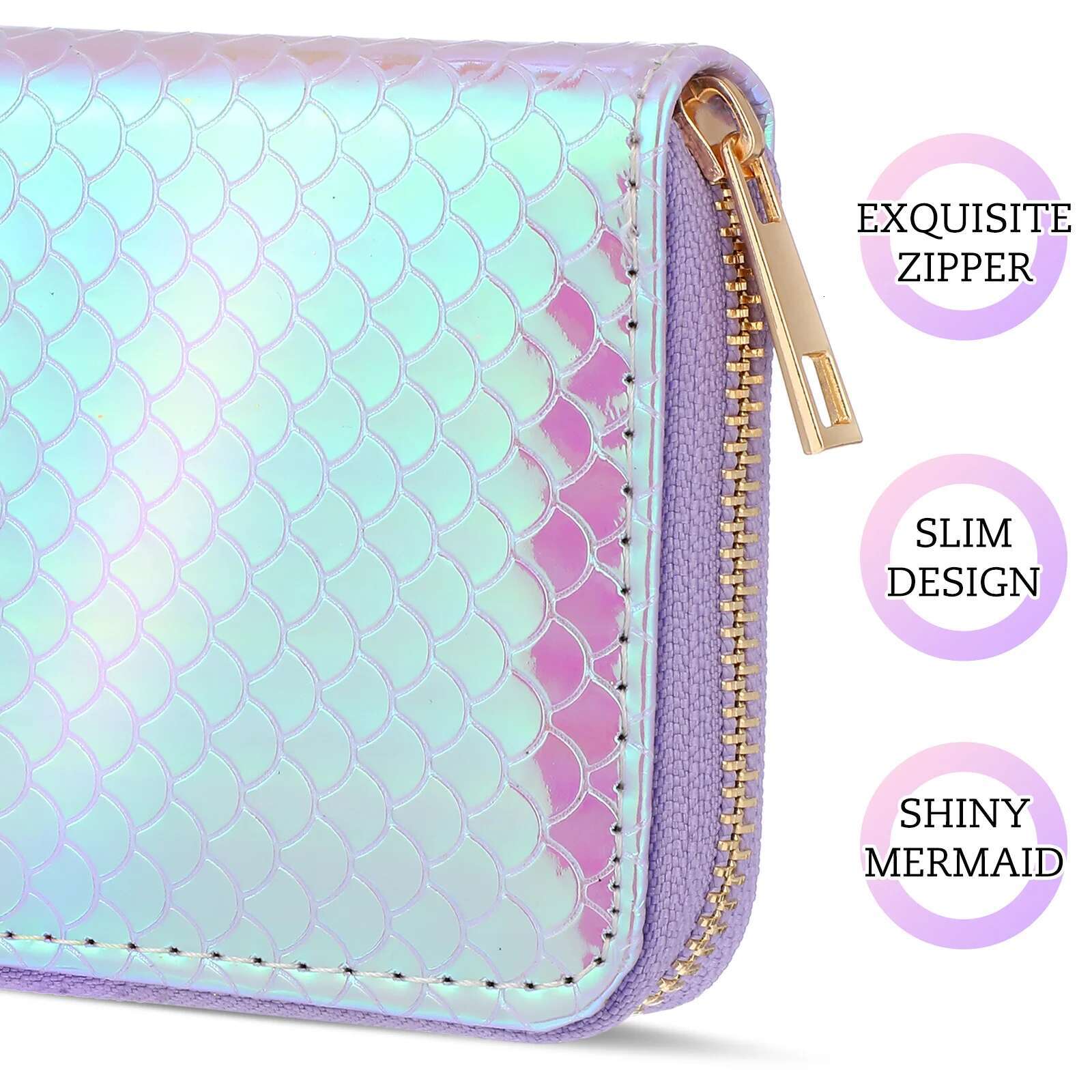Zippered Closure Lightweight Fashion Small Coin Ladies Purse Women Wallet Card Holder Emed Surface Design