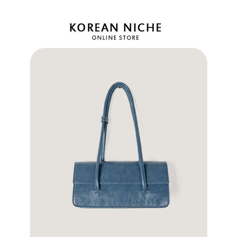 Women's New Korean Version Of Handbag With Niche Design, Oil Wax Leather Single Shoulder Underarm Bag, High-End Texture, Fashionable Portable Tot