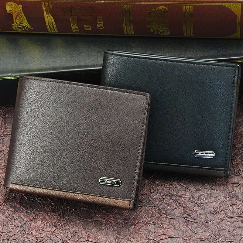 Leather Men Premium Product Real Cowhide Wallets for Man Short Black Walet Portefeuille Homme Design Purses Coin Bag