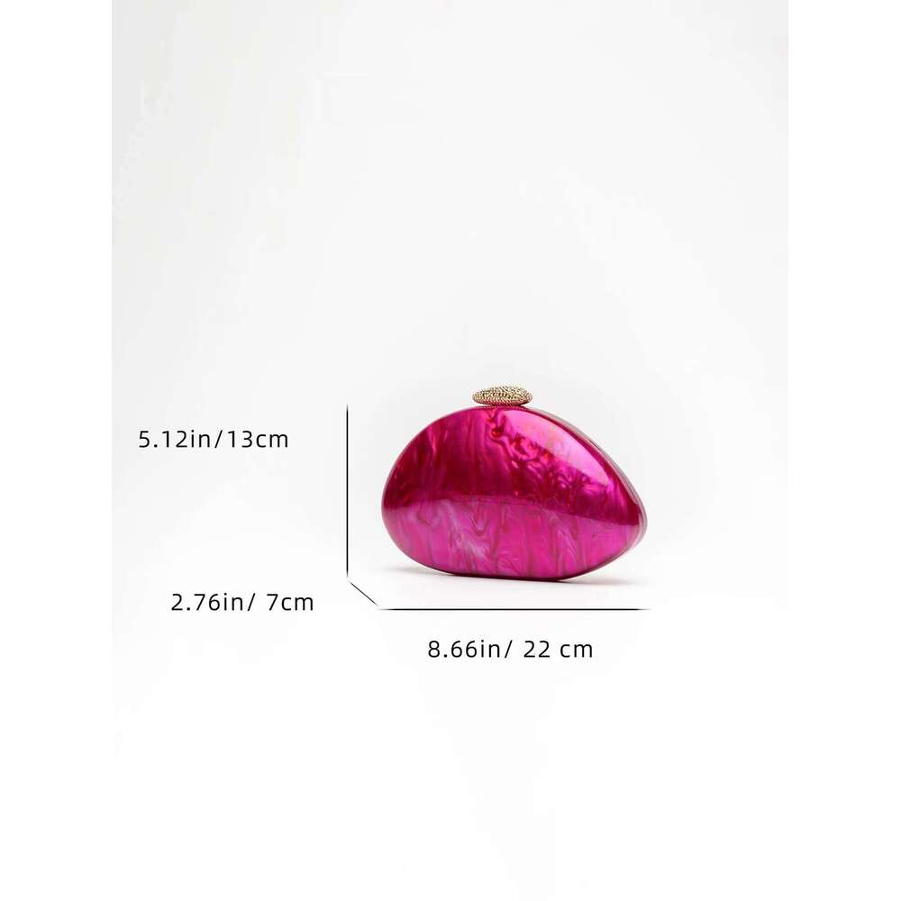 European And American New Shoulder Crossbody Marble Pattern Special-Shaped Shell Acrylic Fashion Wedding Dinner Clutch Bag