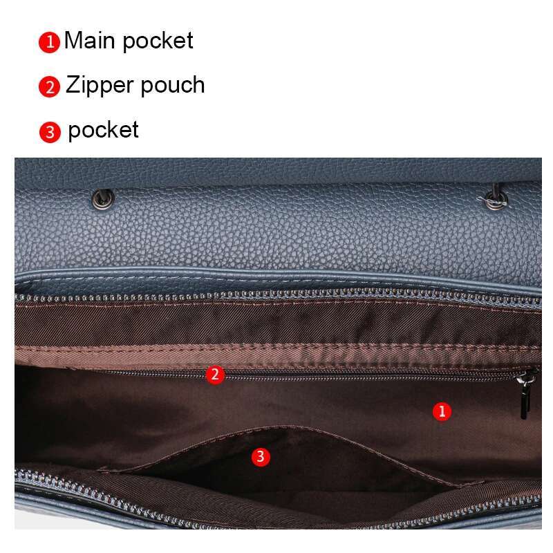 Aidrani Fashion Genuine Leather Women's Handbag With Crocodile Pattern Blue Cowhide Briefcase
