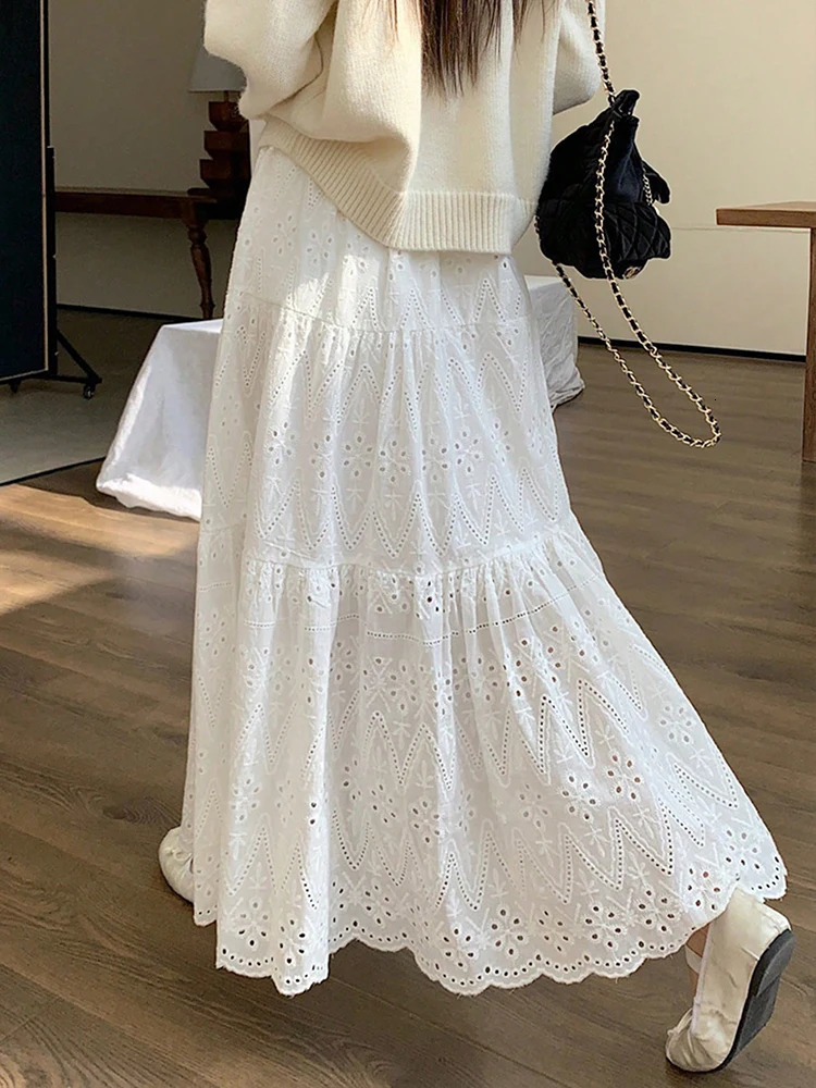 Sweety In Dresses Summer Pleated Long Skirts Girl Aline Elastic Waist Fairy Tiered Skirt Women Solid Color Womens 250514