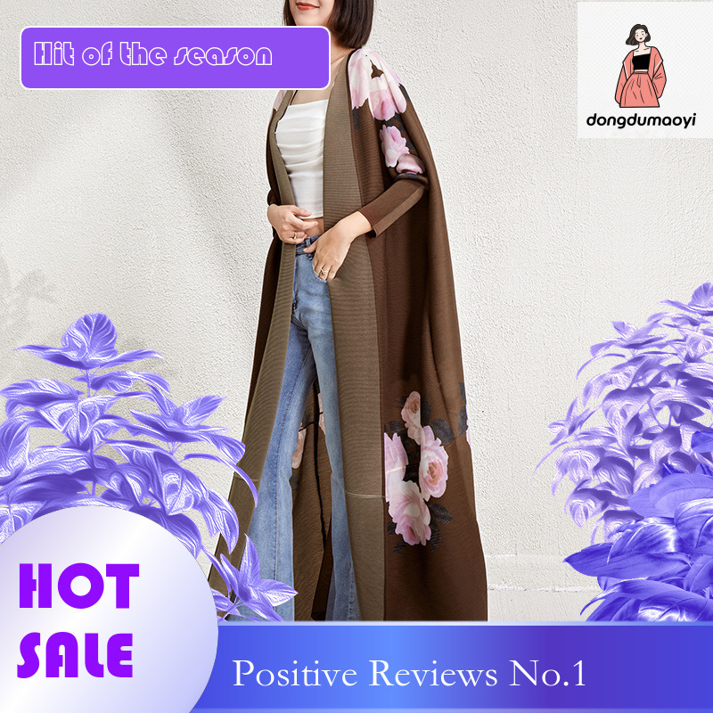 dongdumaoyi Dubai printed women s pleated cardigan robe dress Pakistan Indonesia loose cloak style clothing
