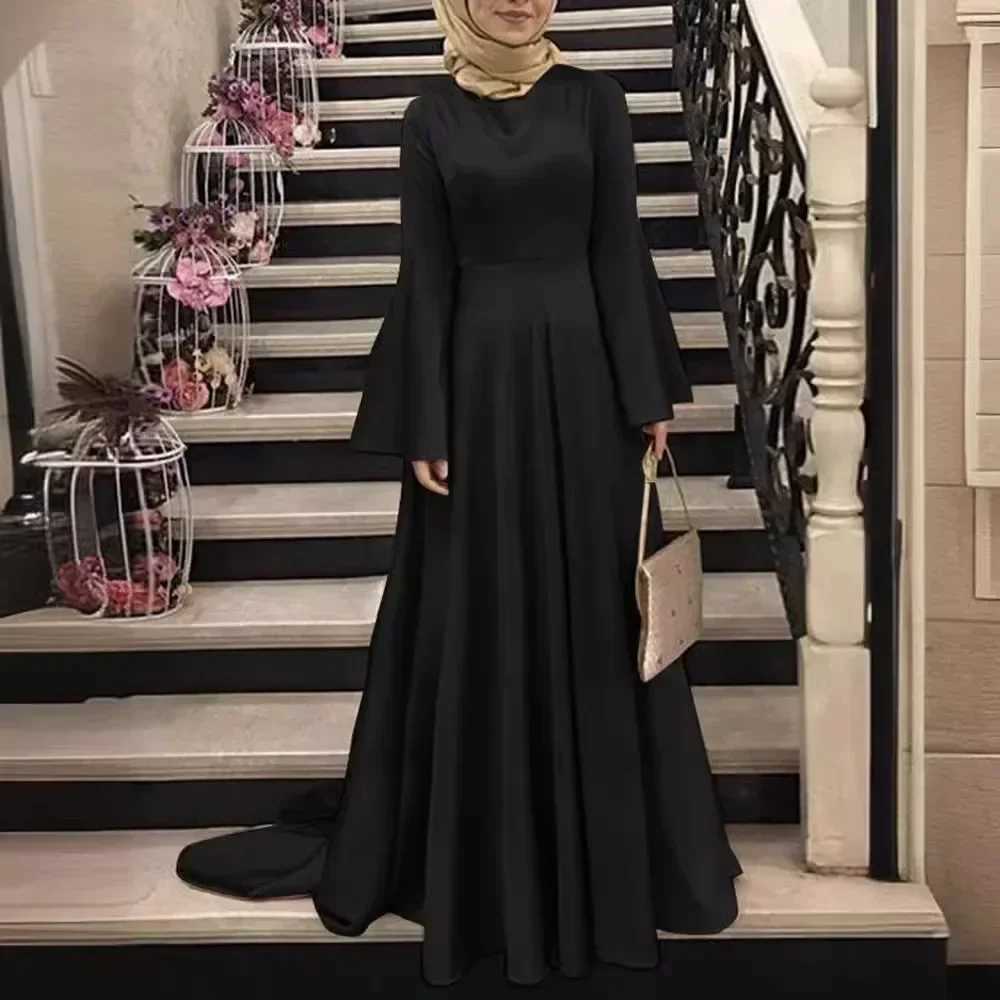 2025 New Fashion Womens Evening Dress O Neck Long Slve High Waist Spliced Folds Elegant Midi Dresses Female New Clothing X250514