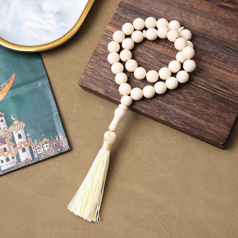 Prayer tassel Muslim Saudi bracelet, 33 beads handmade bead imitation coral bracelet