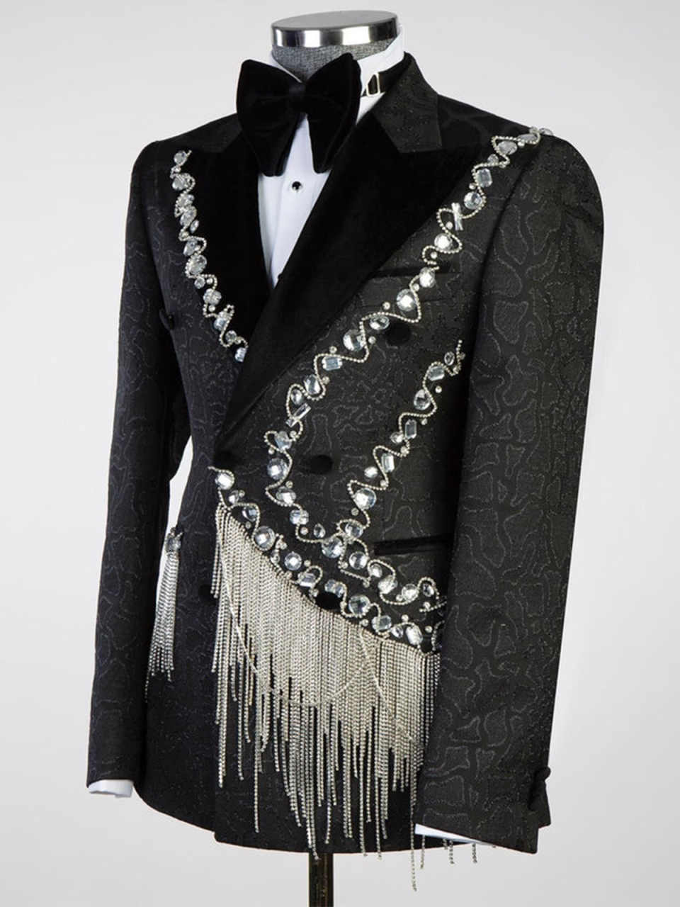 Luxury Beading Wedding Tuxedos 1 Piece Set Jacket Double Breasted Men Suit Designer Crystal Groom Blazers Customized