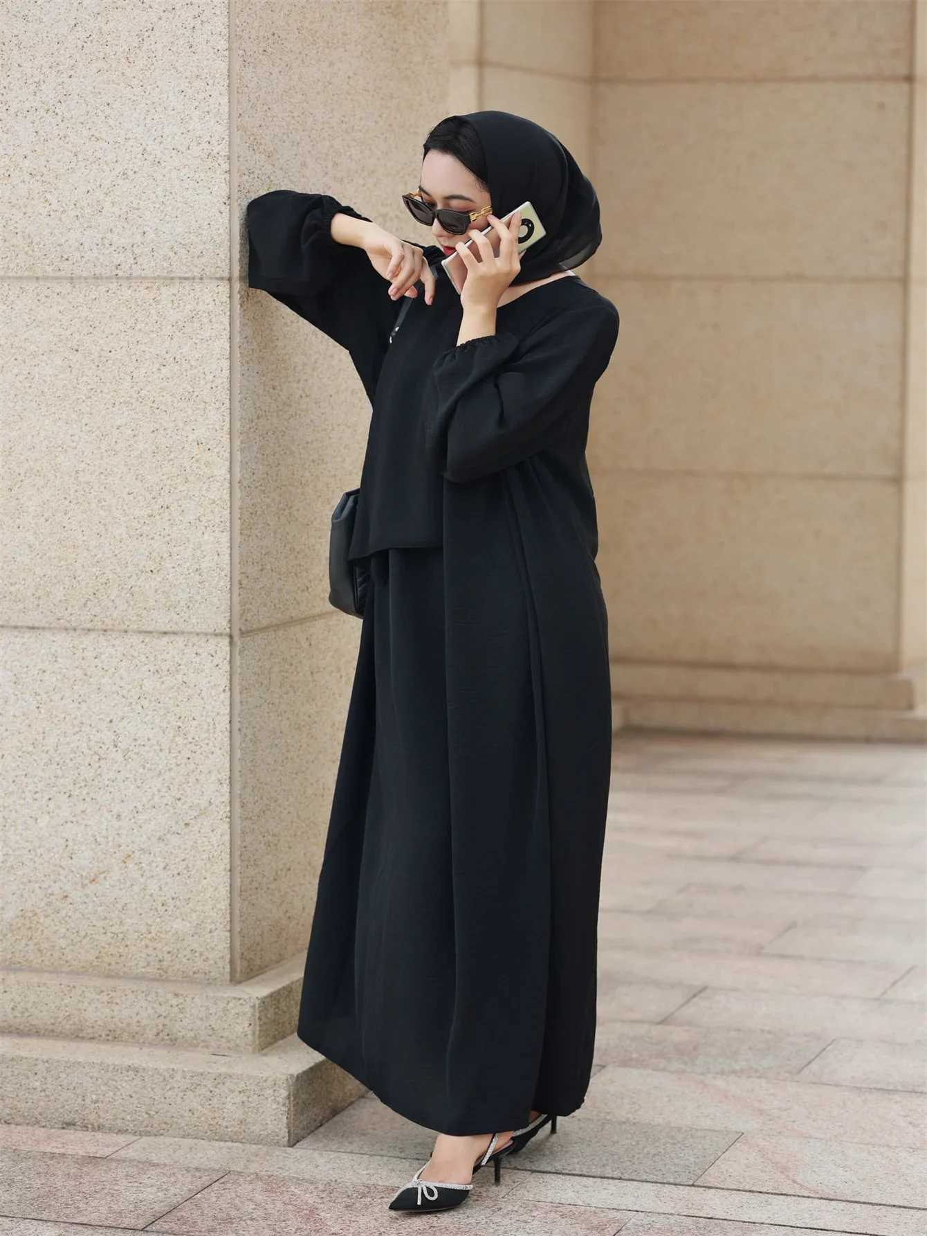 Full Slve Casual Loose Maxi Dress Women Modesty Prayer Long Dresses Abaya Muslim Dresses Ramadan Turkey Robe Islamic Clothing X250514