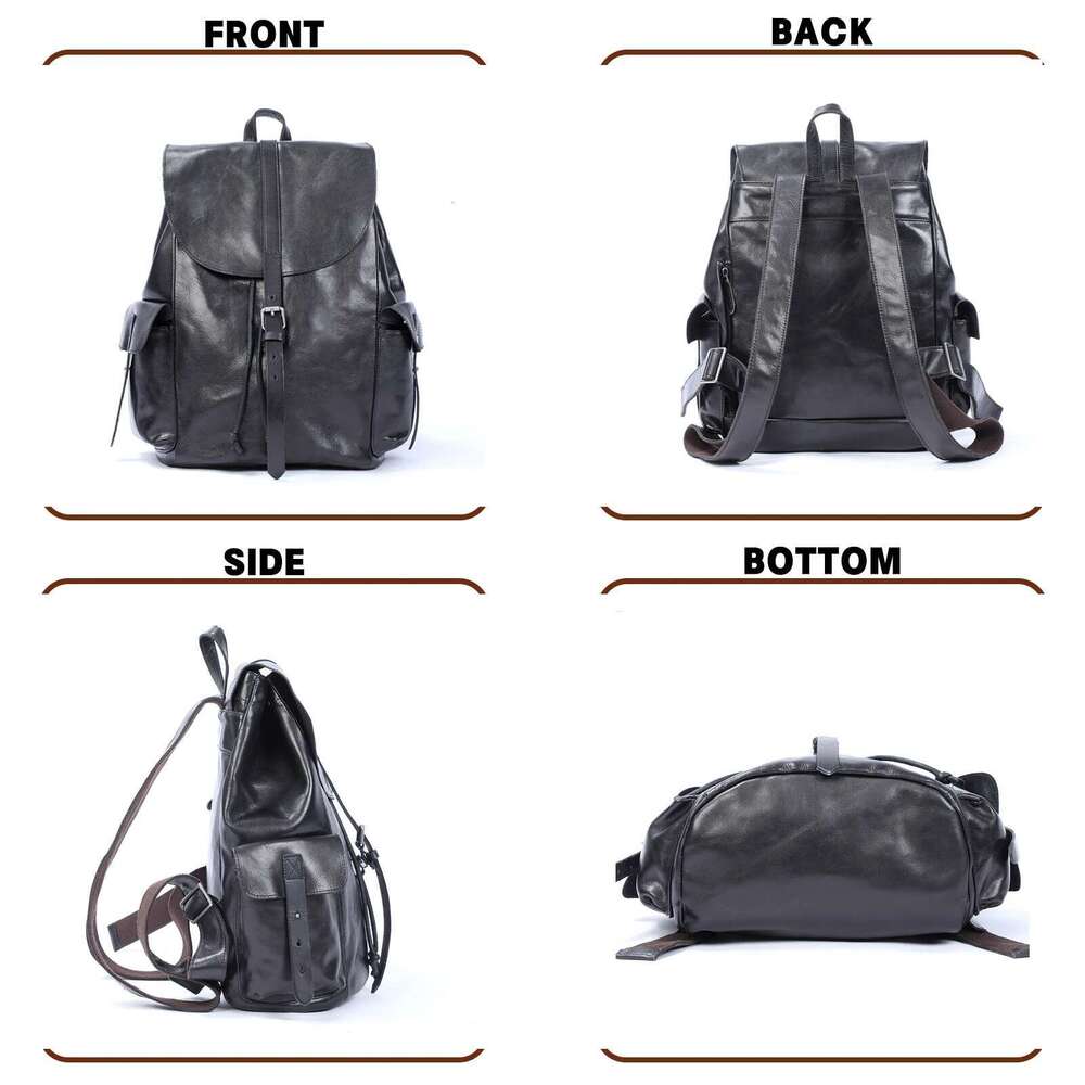 Casual Genuine Leather Men's Backpack Laptop For Men Travel Bag Top Layer Cowhide Male Backpacks Fashion Preppy Style