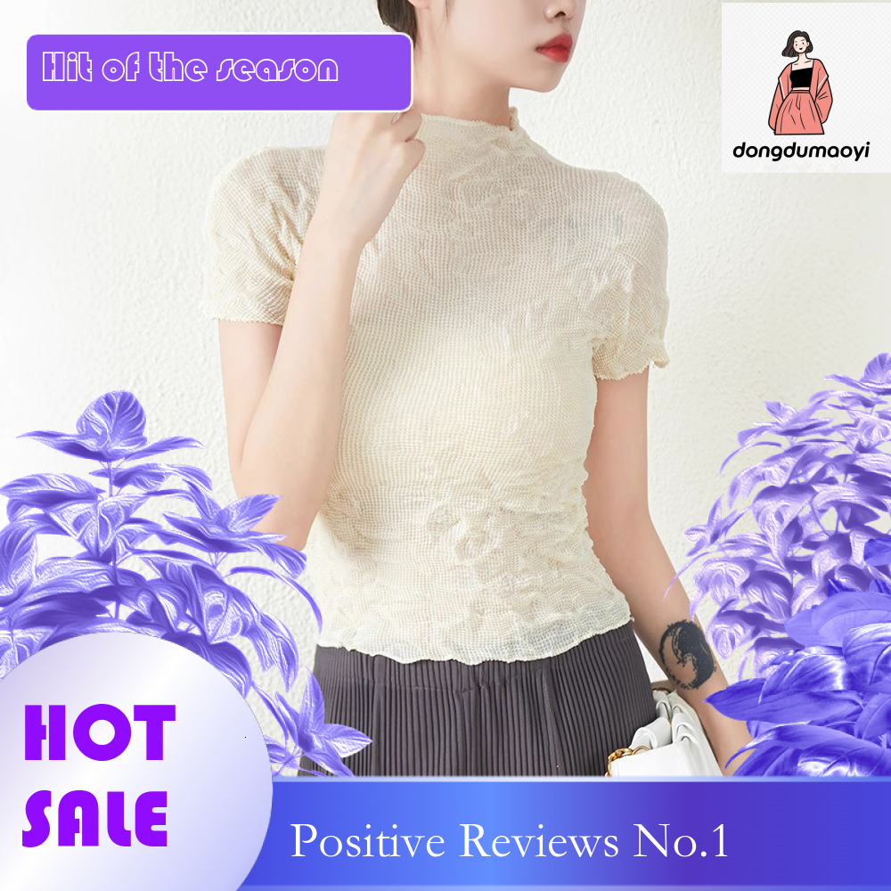 dongdumaoyi Shenzhen Nanyou three bedroom short sleeved women's T-shirt slim fit design, niche irregular elastic versatile top
