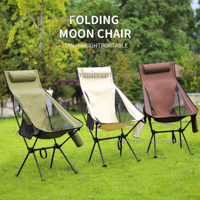 7075 Moon Lounge Outdoor Folding Chair, Convenient Cup Bag with Pillow, Available in Three Colors