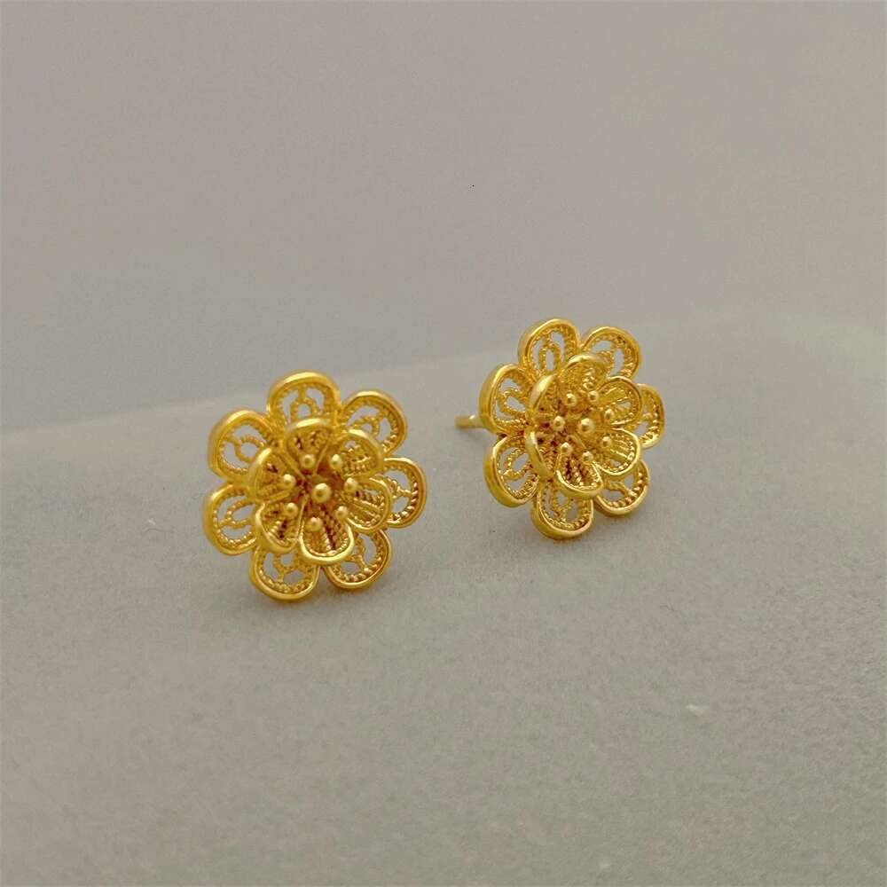 Yellow Gold Color Jewelry Sets For Women Flower Pendant Necklace Ring Earrings 3Pcs Set Wedding Jewellery Accessories Bijoux