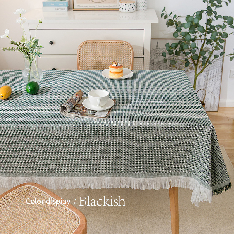 A0905 Nordic tablecloth cotton yarn high-grade tablecloth coffee table cloth tassel wear-resistant tablecloth dust-proof waffle table cloth round tabl